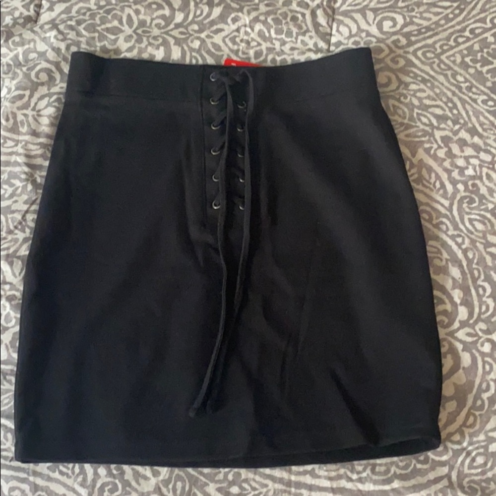 Black lace up skirt